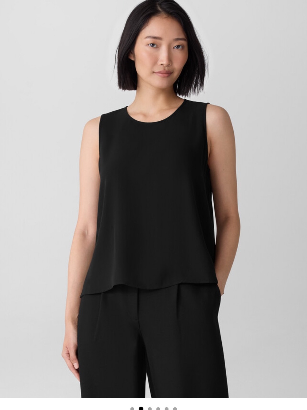 Eileen Fisher Silk Georgette Crepe Round Neck Tank